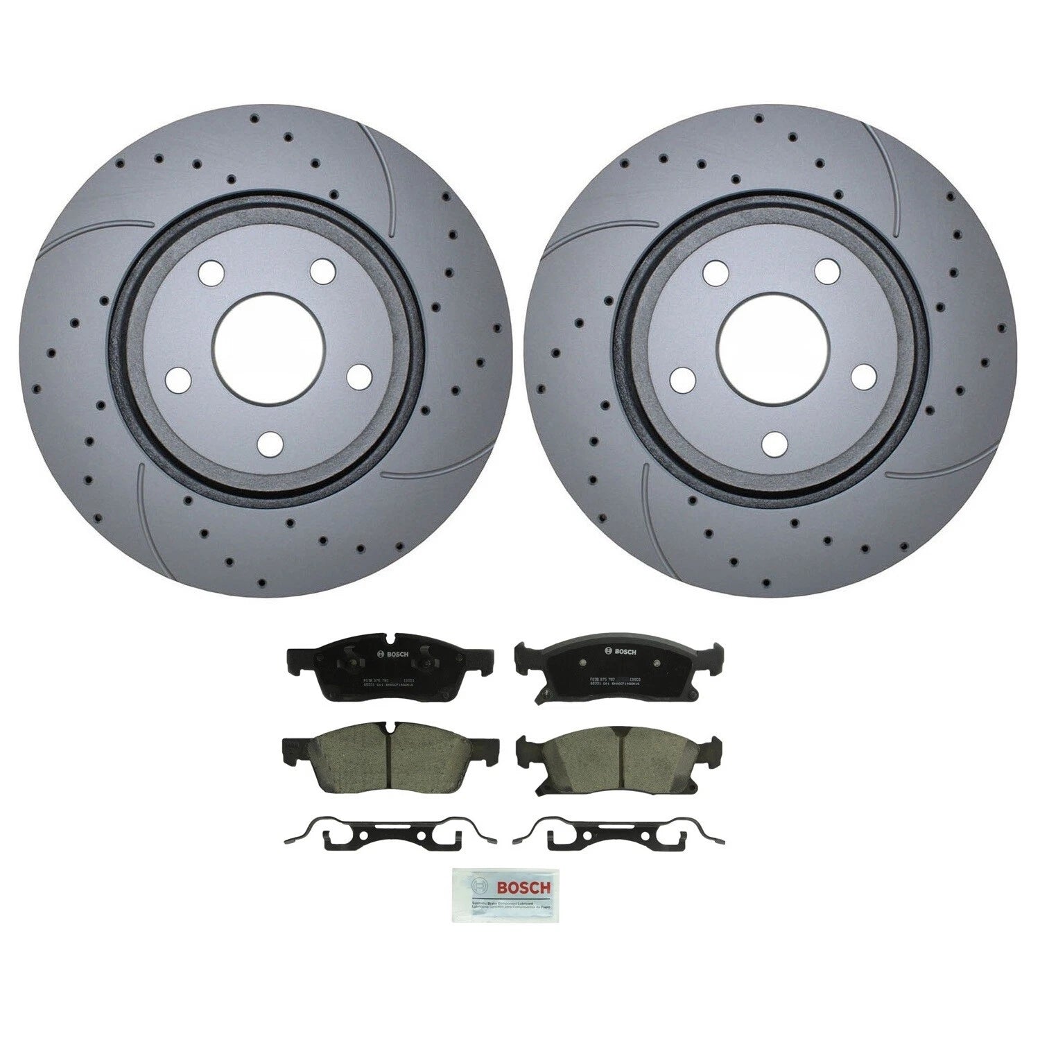Front Brake Kit with Drilled 350mm Rotors & Bosch Ceramic Pads for Dodge Jeep