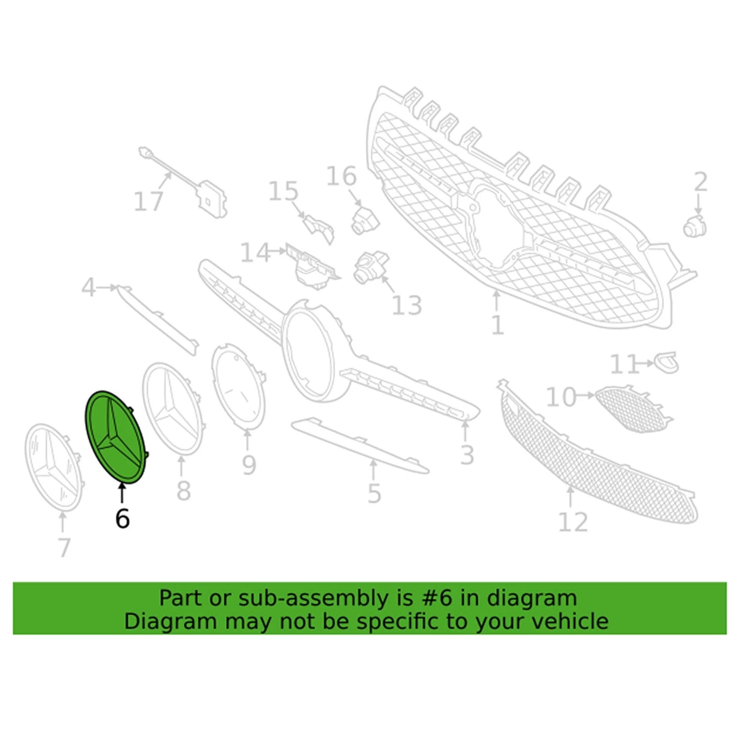 Genuine OEM Front Grille Emblem for Mercedes W177 A220 A35 AMG (2019–2023)