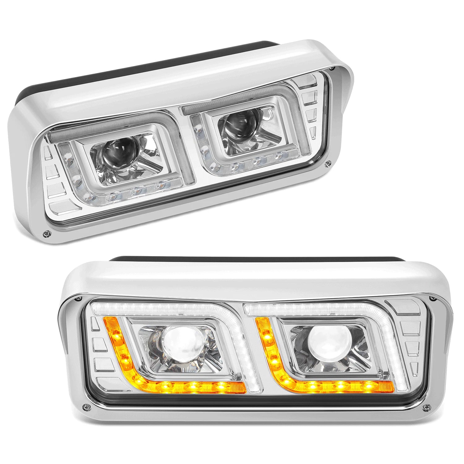 LED DRL + Signal Projector Headlights for Western Star 4800, Kenworth W900 (1981–2019)