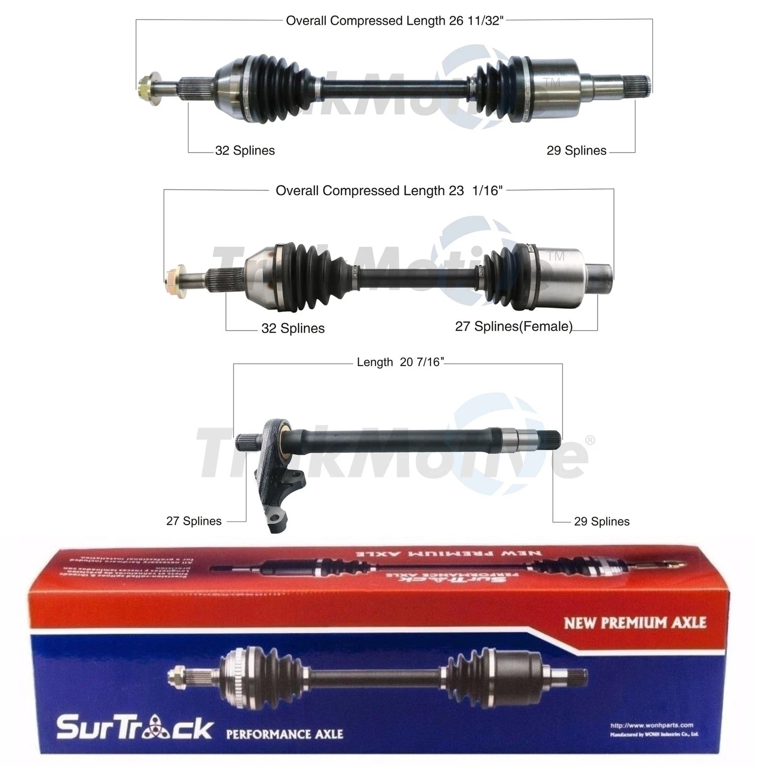 Set of 2 Front CV Axle & Intermediate Shafts for Dodge Ram V6