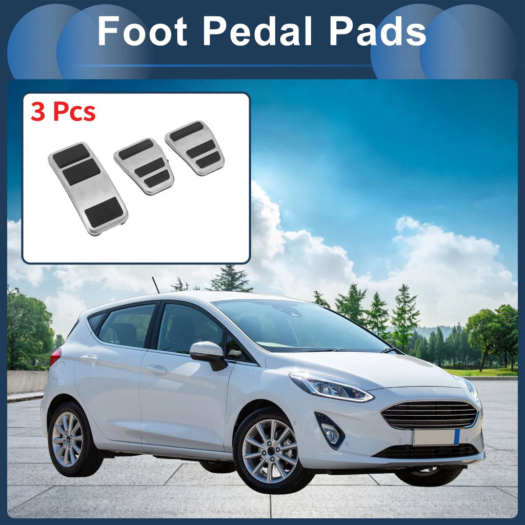 3X Foot Accelerator Pedal Covers for Ford Fiesta (2013–2024) Silver Tone