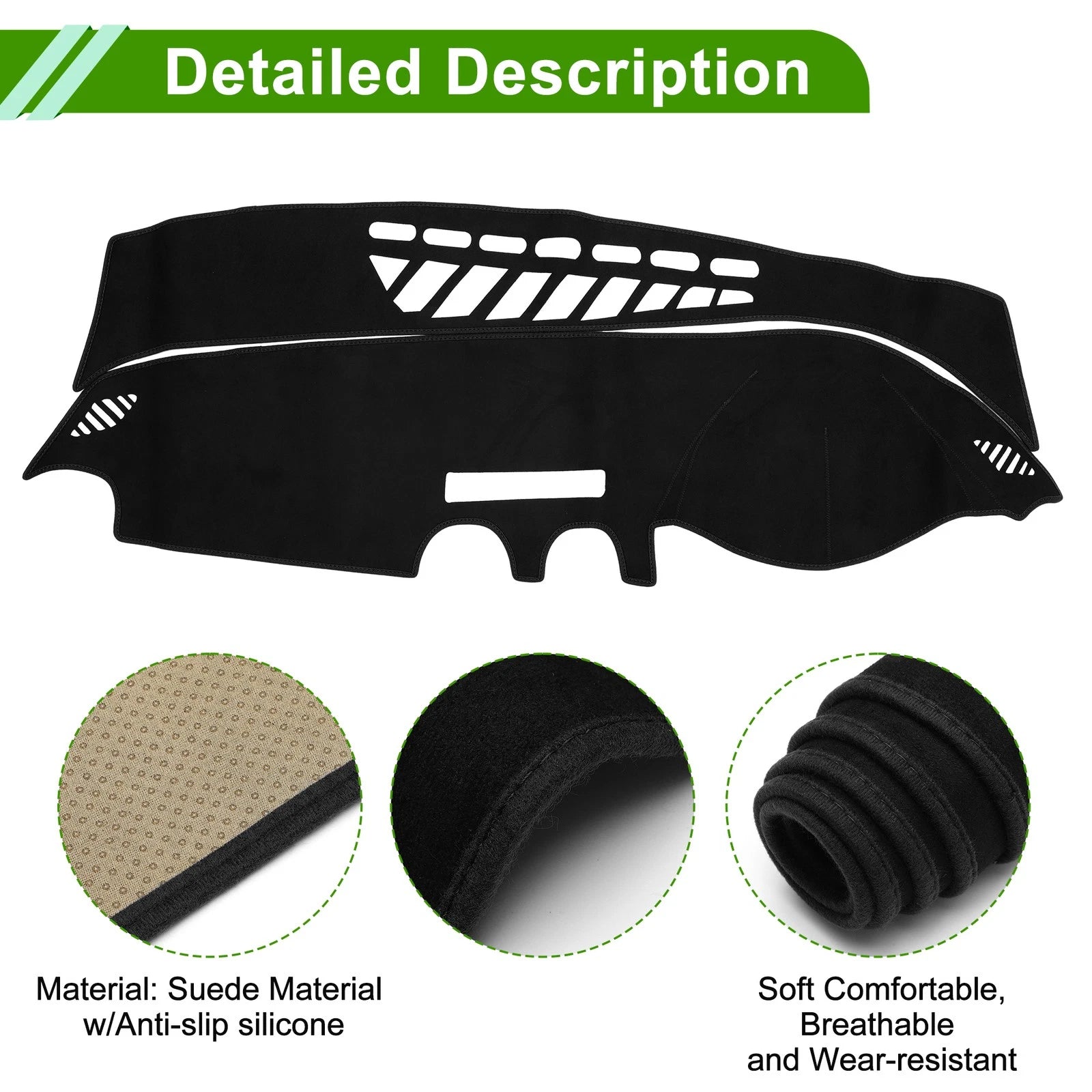 Dashboard Cover Mat for Audi A3 (2014–2020) Sun Protector Black