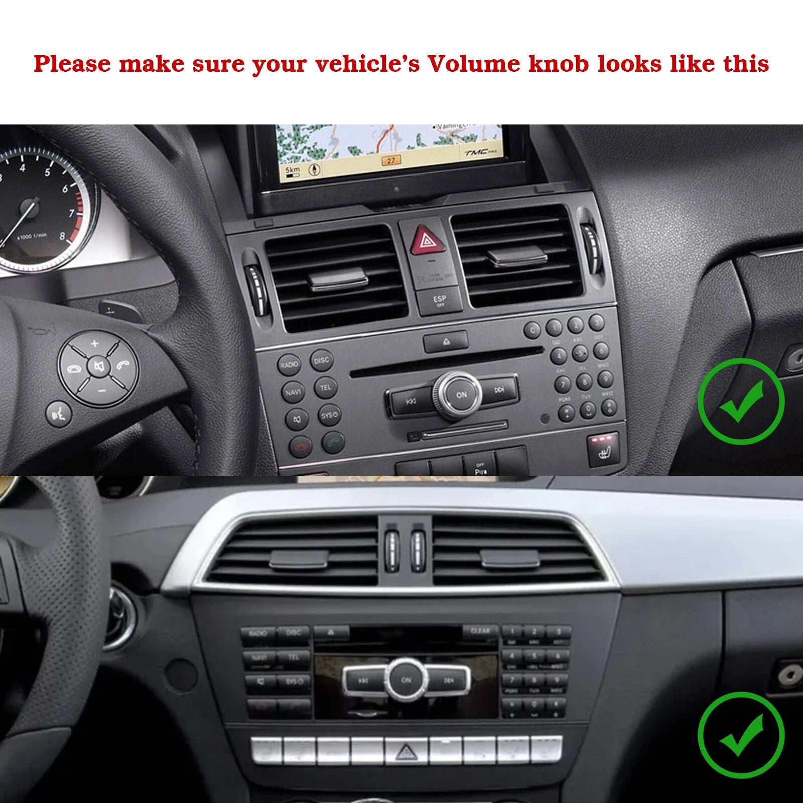 Center Console Volume Switch Knob Ring for Mercedes A-Class B-Class (2013-2019)