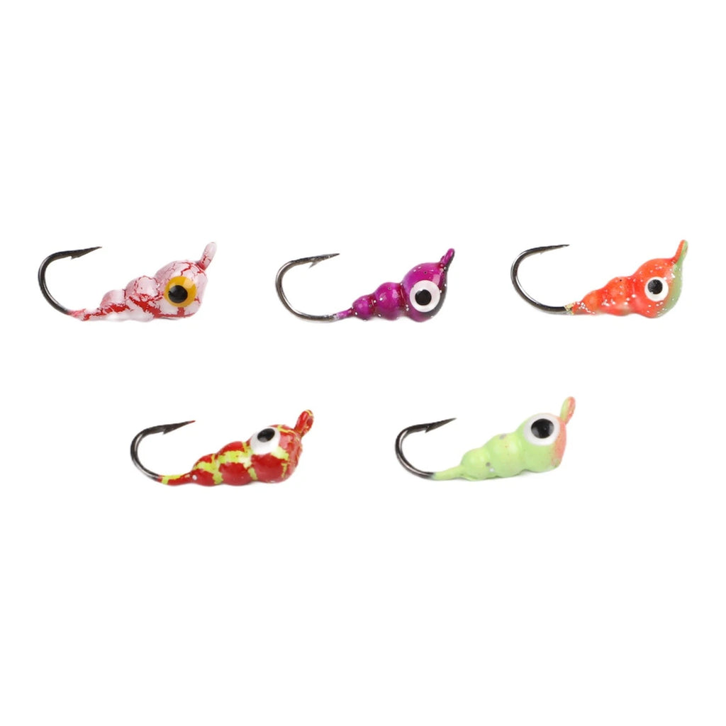 Set of 4 Soft Bait Jig Heads for Ice Fishing - Carbon Steel, Multicolor