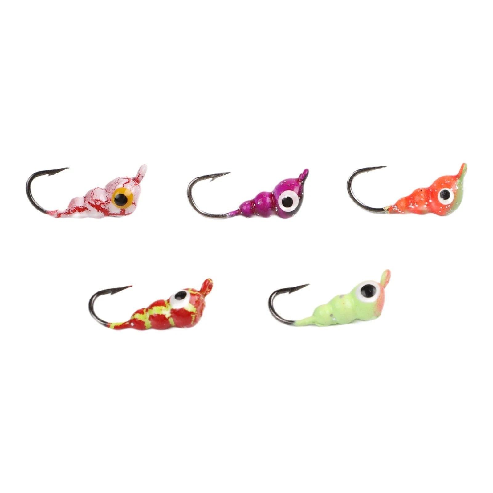 Set of 4 Soft Bait Jig Heads for Ice Fishing - Carbon Steel, Multicolor