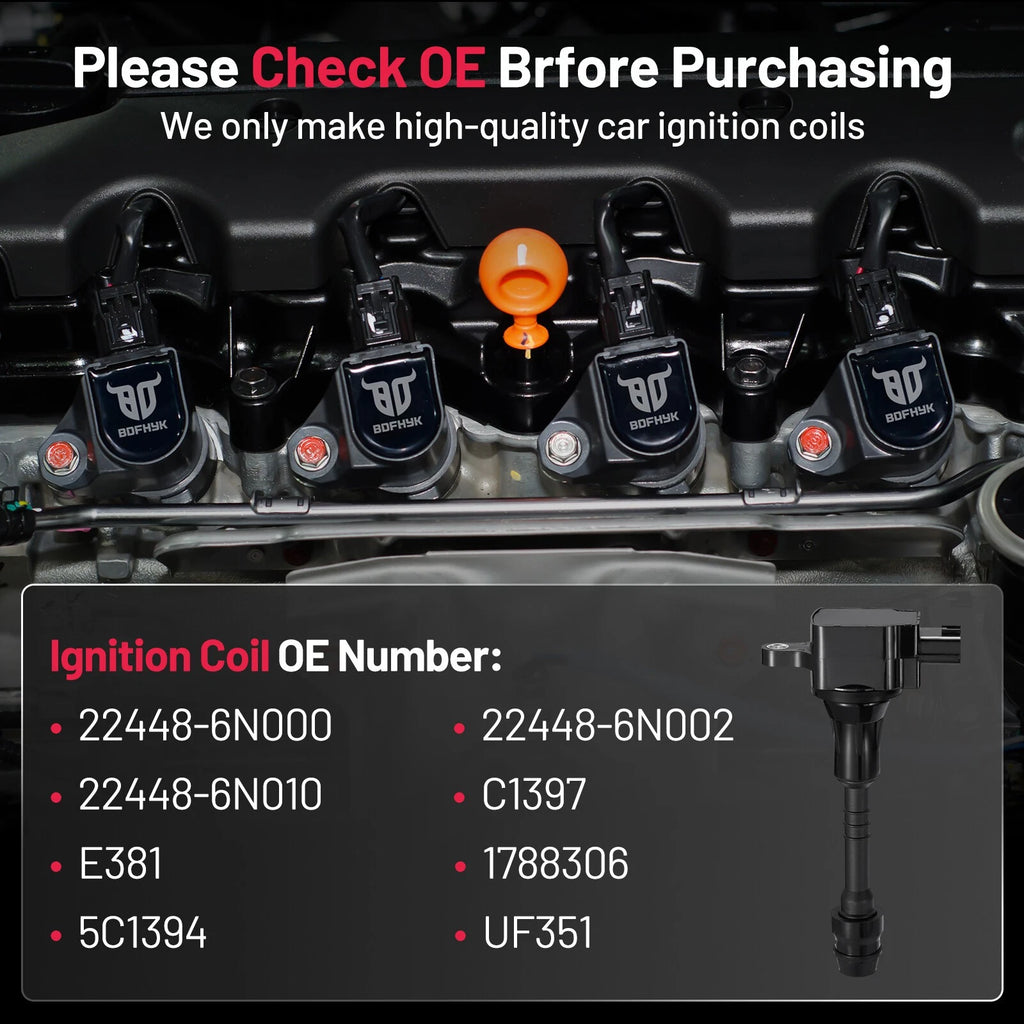 4X Ignition Coils for Nissan Sentra Almera (2001–2006) UF351