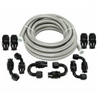 Set of 2 Stainless Steel Braided 6AN Fuel/Oil Hose Line & -10AN Fittings
