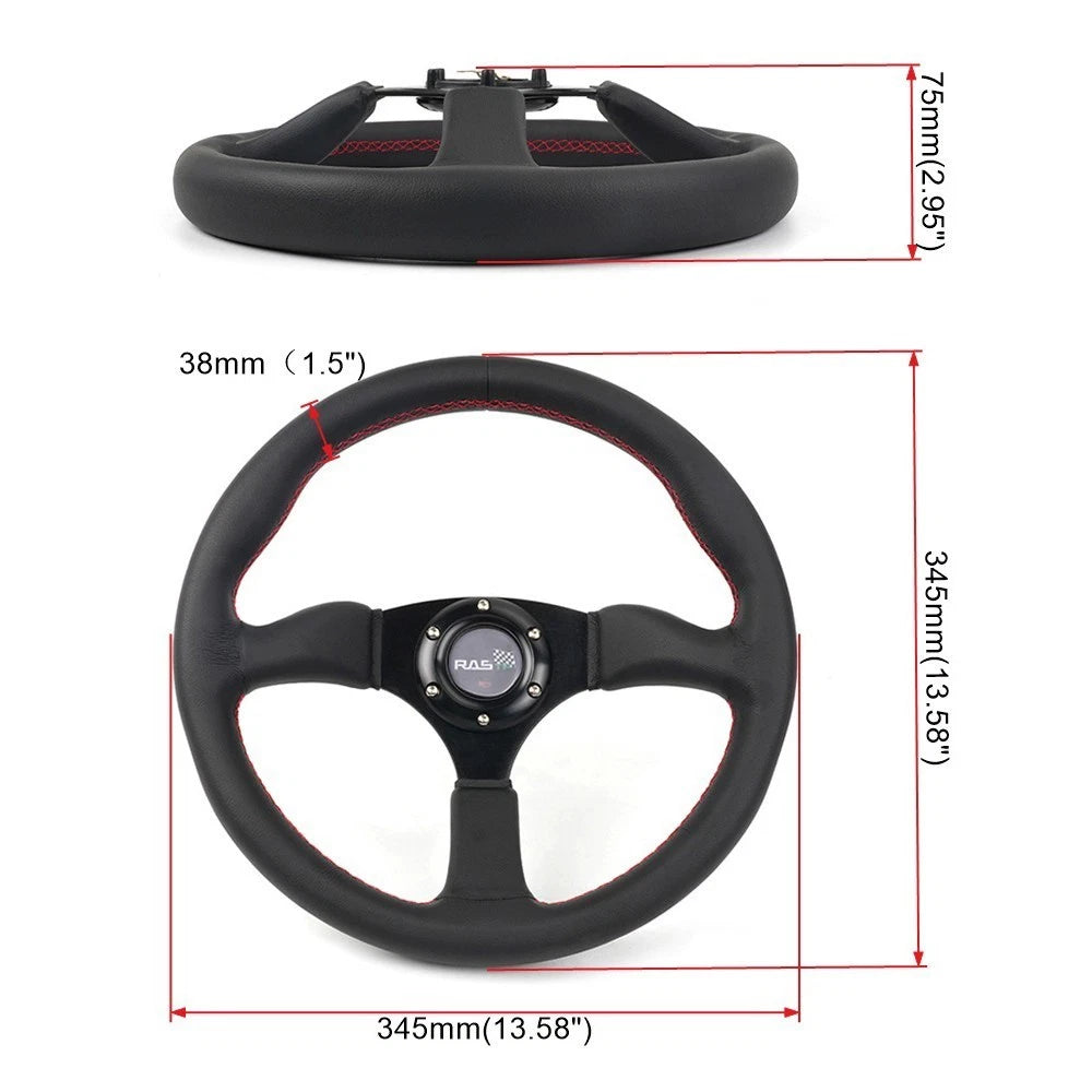 Genuine Leather Steering Wheel with Quick Release & Hub Adapter for Ford Mustang (1984–2004)