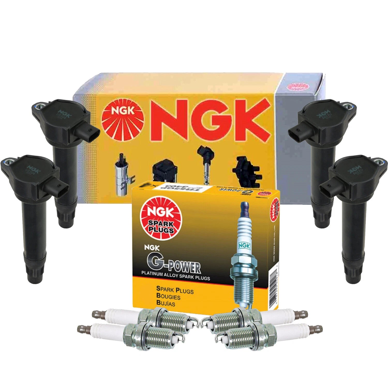 Set of 4 Ignition Coils & 4 GPower Platinum Spark Plugs for Chrysler Dodge Jeep