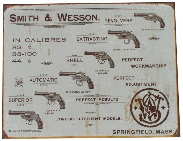 Smith & Wesson 44 40 Pistol Revolver Replica Tin Sign 1466