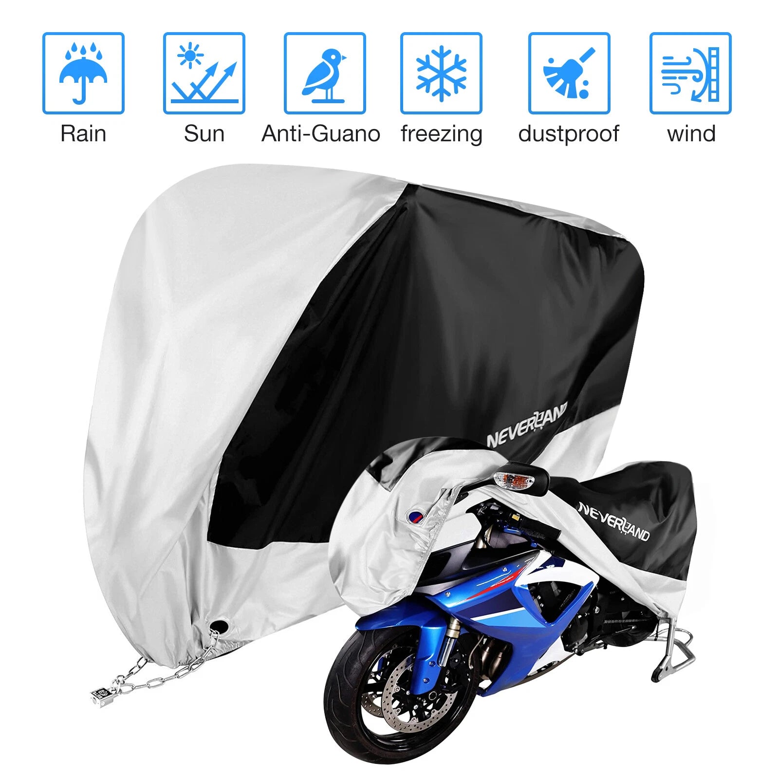 Motorcycle Cover for Yamaha Zuma 50 125 (Waterproof, Dust, UV, Snow)
