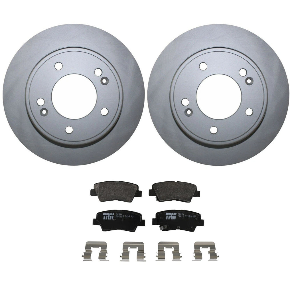 Rear Brake Kit 262mm Rotors & TRW Low-Met Pads for Elantra GT Veloster Forte (2013–2019)