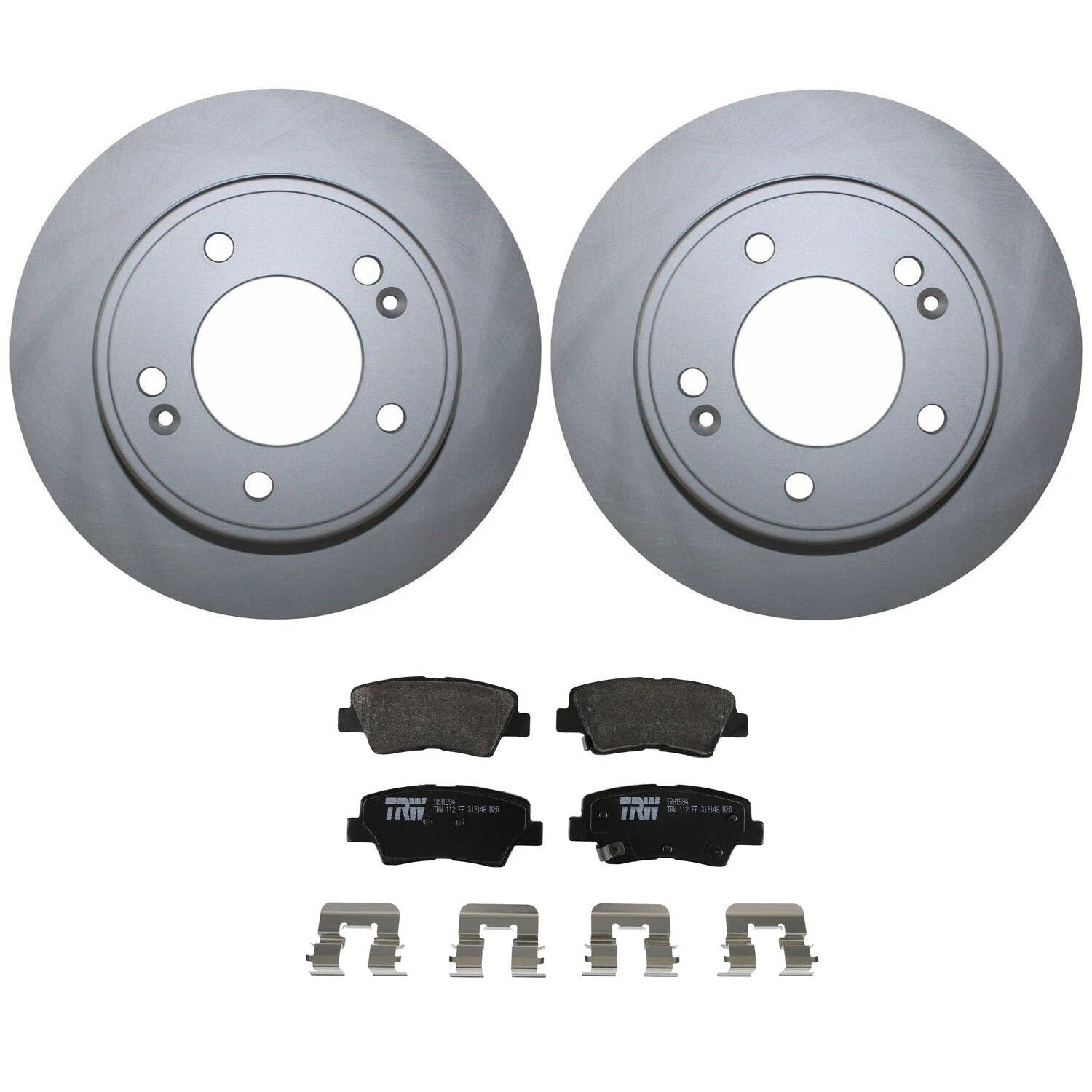 Rear Brake Kit 262mm Rotors & TRW Low-Met Pads for Elantra GT Veloster Forte (2013–2019)