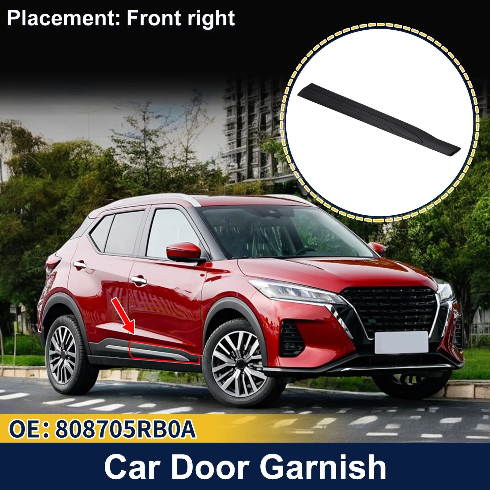 Door Side Lower Trim Front Right No. 808705RB0A for Nissan Kicks (2018–2023)