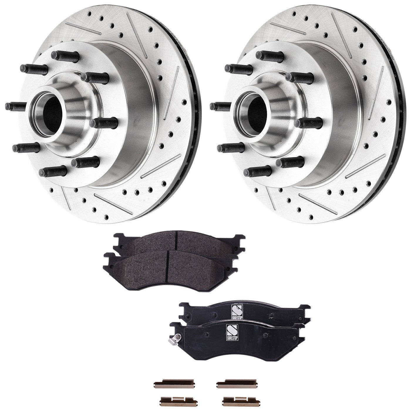Brake Disc and Pad Kit for Ford F-150 (2000–2003) Cross-drilled