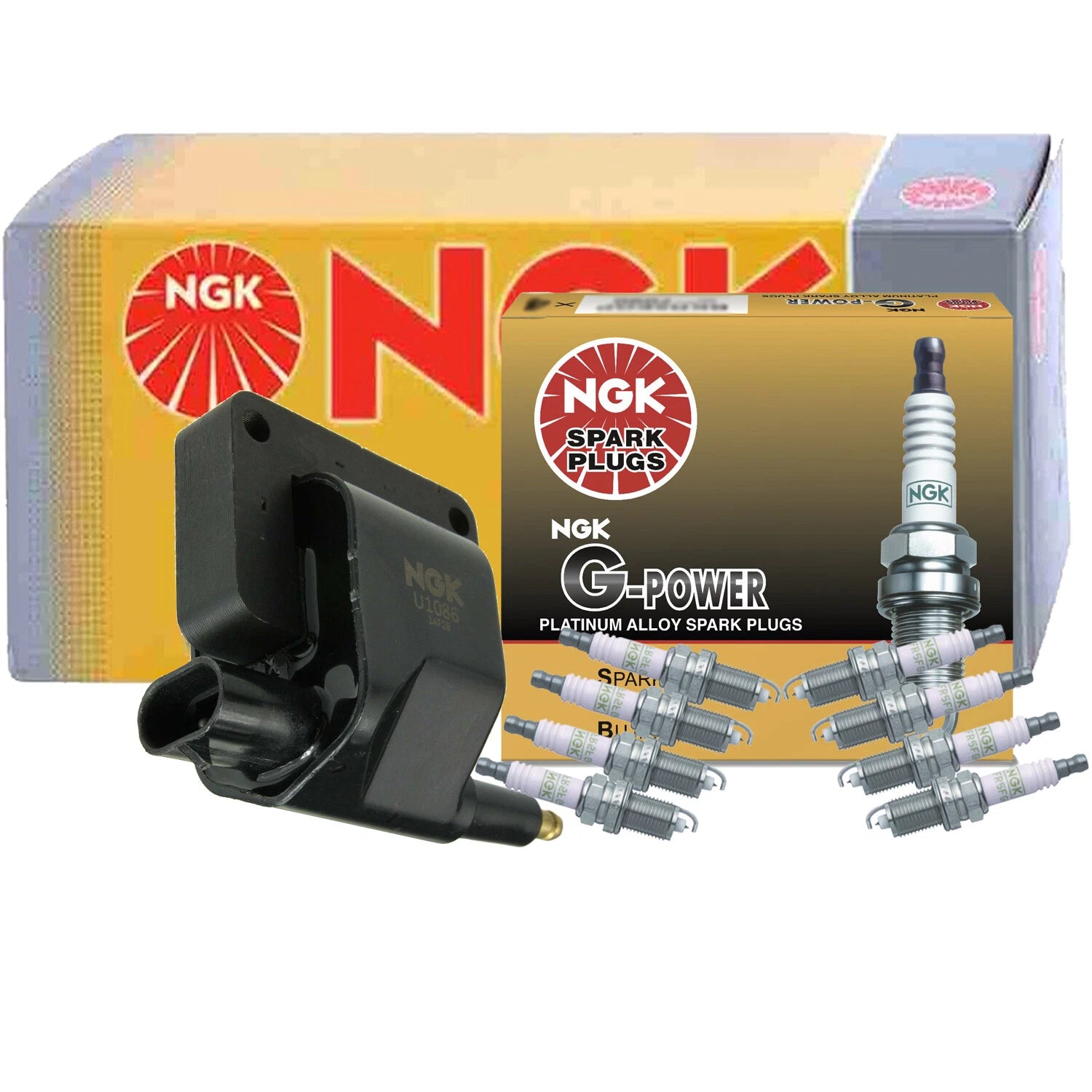 NGK HEI Ignition Coil & 8 G-Power Platinum Spark Plugs Kit for Ram 1500 (1994–2001)