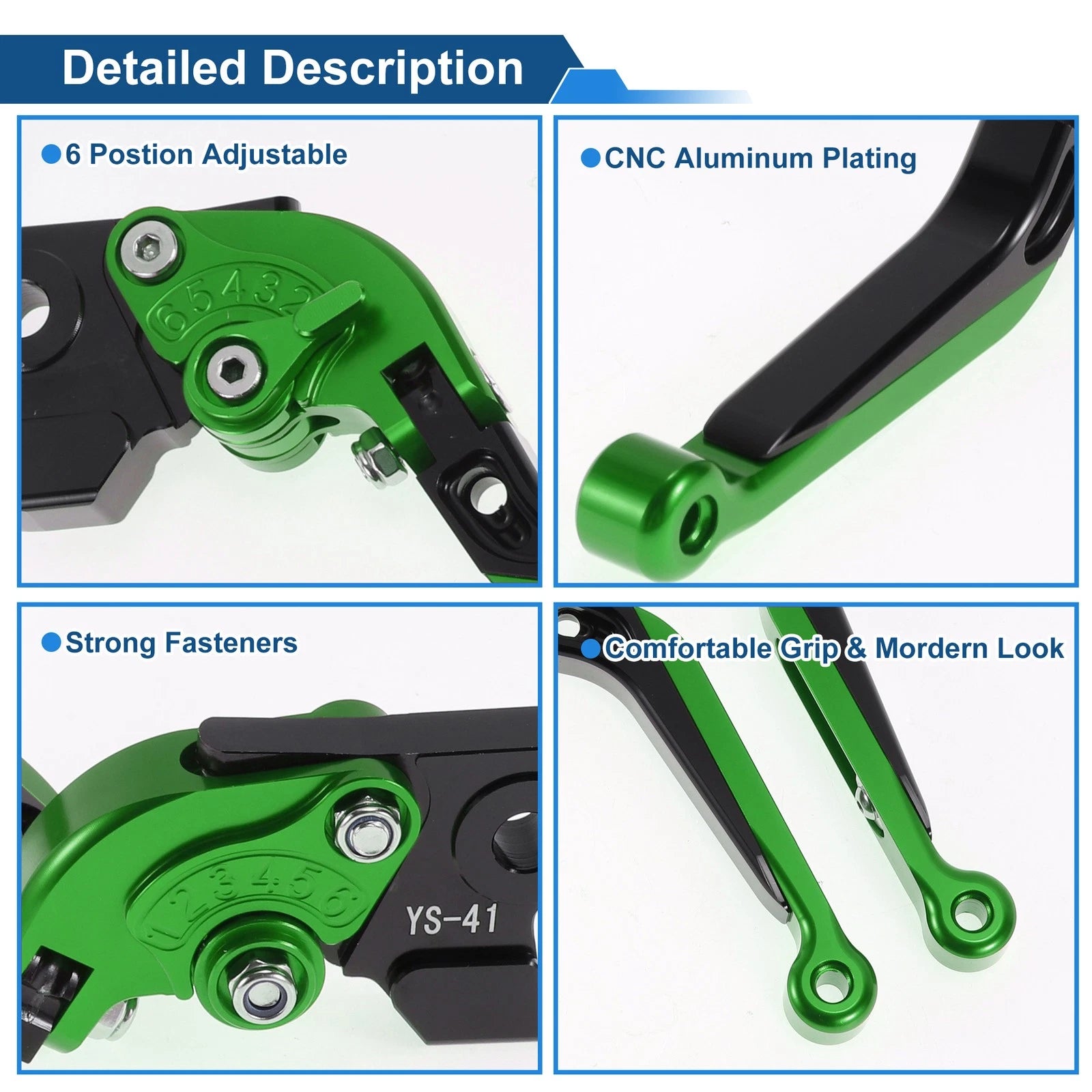 Adjustable Brake Clutch Levers for Suzuki GSXR150 (2017–2020) Green Black