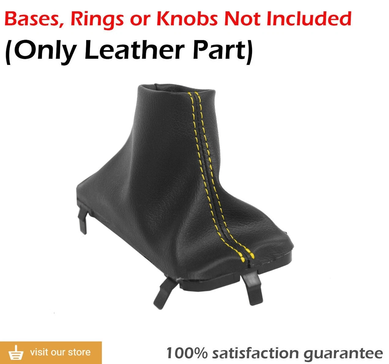 Leather Automatic Shift Boot Cover for Ford F150 (2015–2020) Yellow Stitch