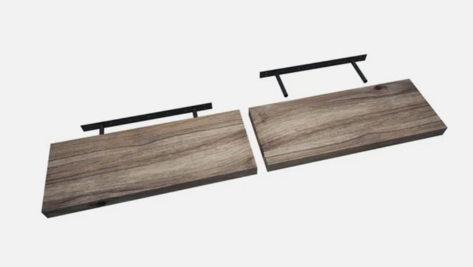 Set of 2 Floating Shelves for Home (Acacia Wood, 24 x 9.5 x 1.5 in)
