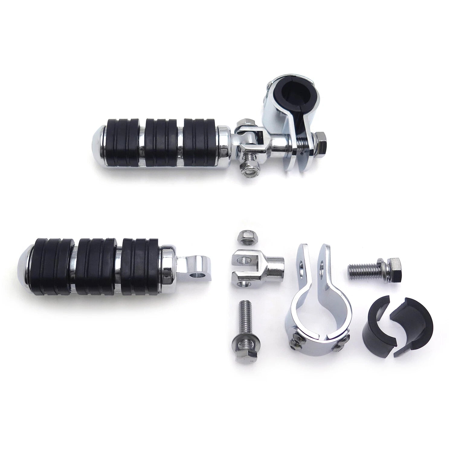 Chrome Highway Cuboid Footpeg Rest w/ Clamp for Harley Dyna Touring XL