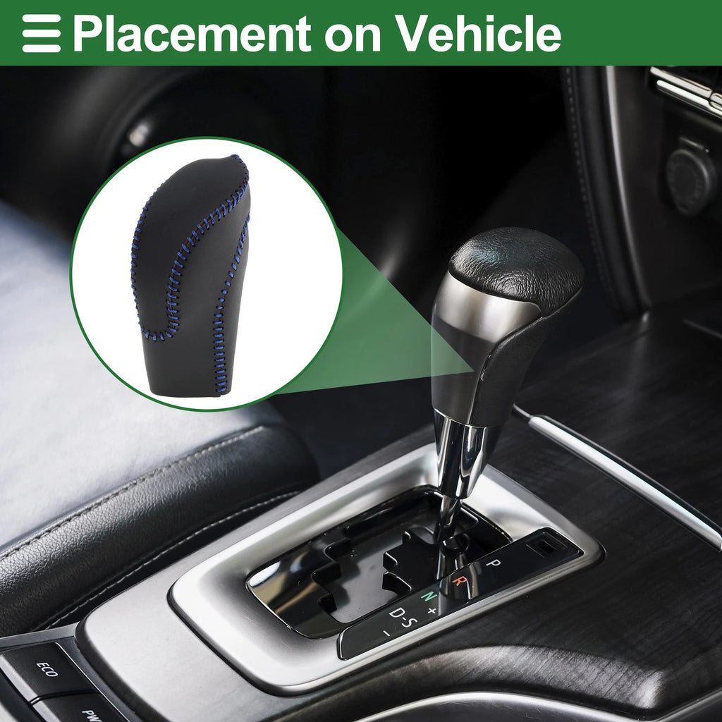 Gear Shift Knob Cover for Subaru Forester (2018–2023) Black Blue Faux Leather