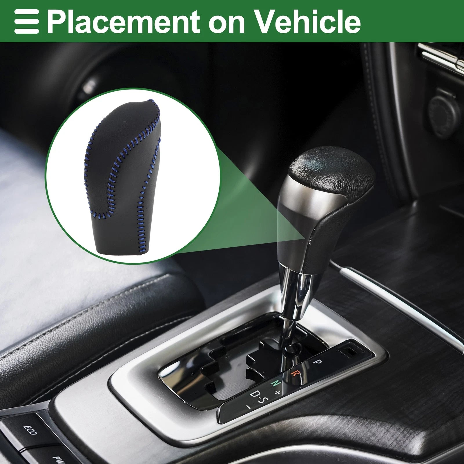 Gear Shift Knob Cover for Subaru Forester (2018–2023) Black Blue Faux Leather