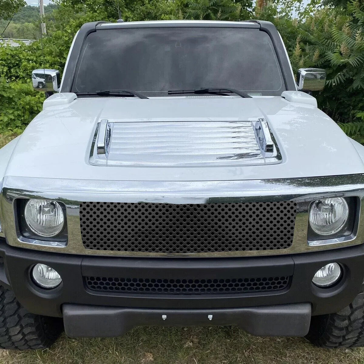 Set of 3 Chrome Hood Deck Vent Panel Handle Cover Trim Bezels for Hummer H3 (2006–2010)