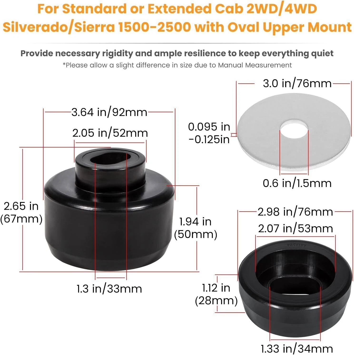 Body Cab Mount Bushing Kit 7-141 for Chevy Silverado 1500, GMC Sierra (1999–2014)