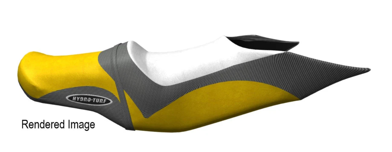 Hydro-Turf Seat Cover for Seadoo RXT Is Wake (2009–2015) - Yellow Silver White Carbon