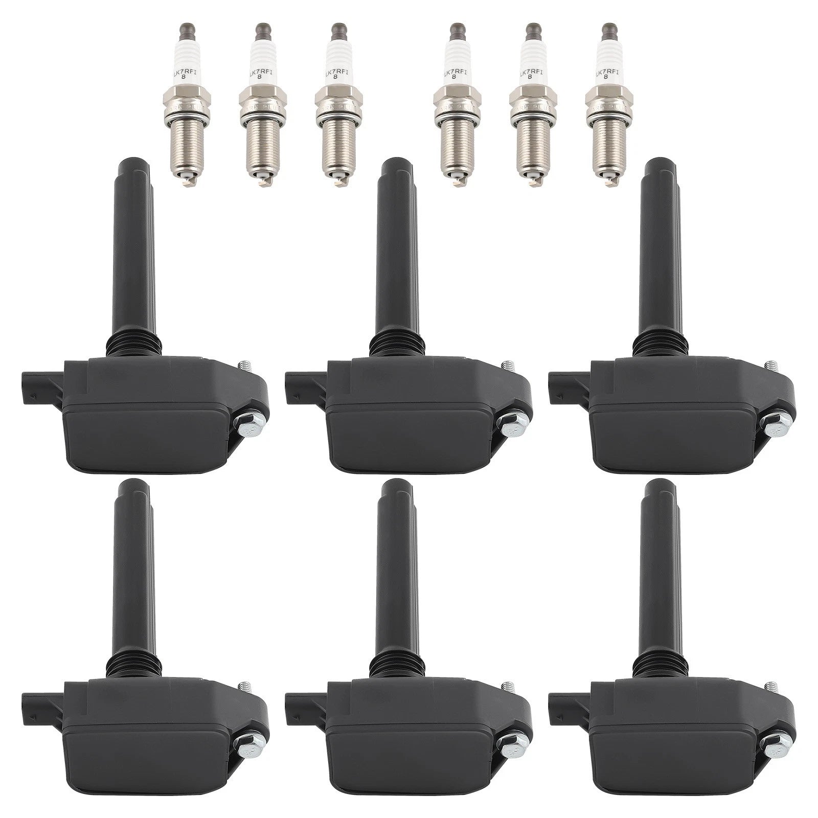 Pack of 6 Ignition Coils + Spark Plugs for Chrysler Pacifica Ram Dodge Durango