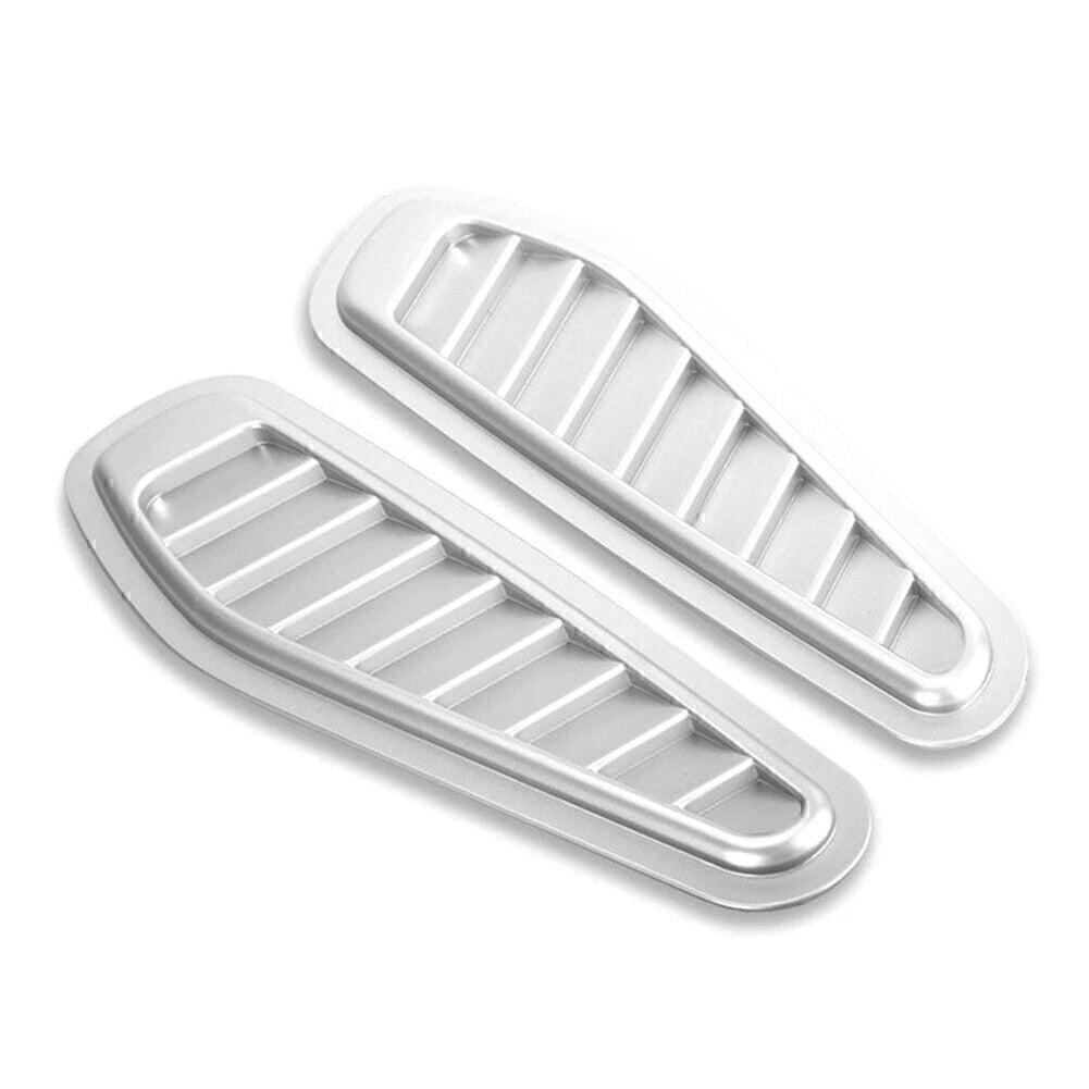 2X Silver Universal Car Decorative Air Flow Intake Hood Scoop Vent Cover