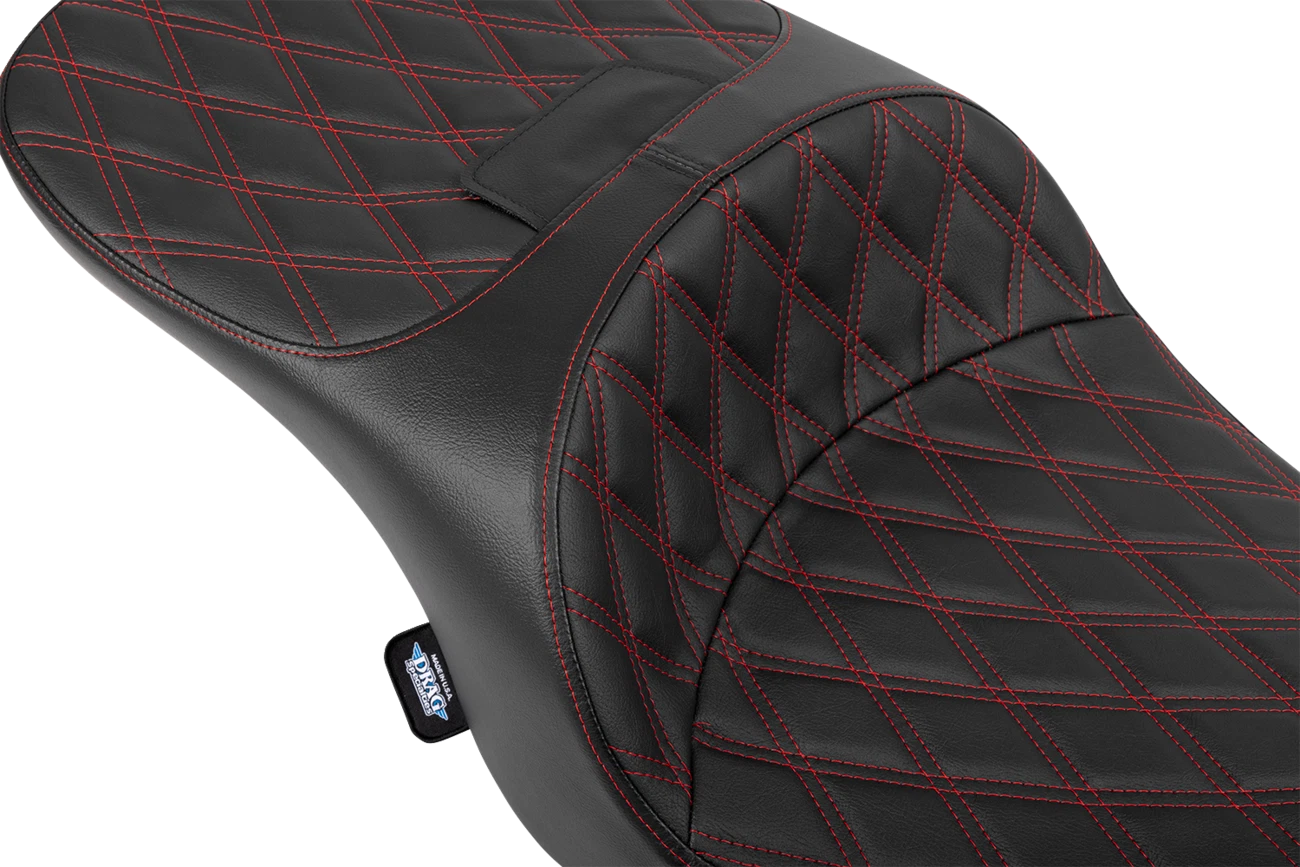 Freedom Seat for Harley-Davidson (2014–2023) - Black Vinyl, Red Stitch