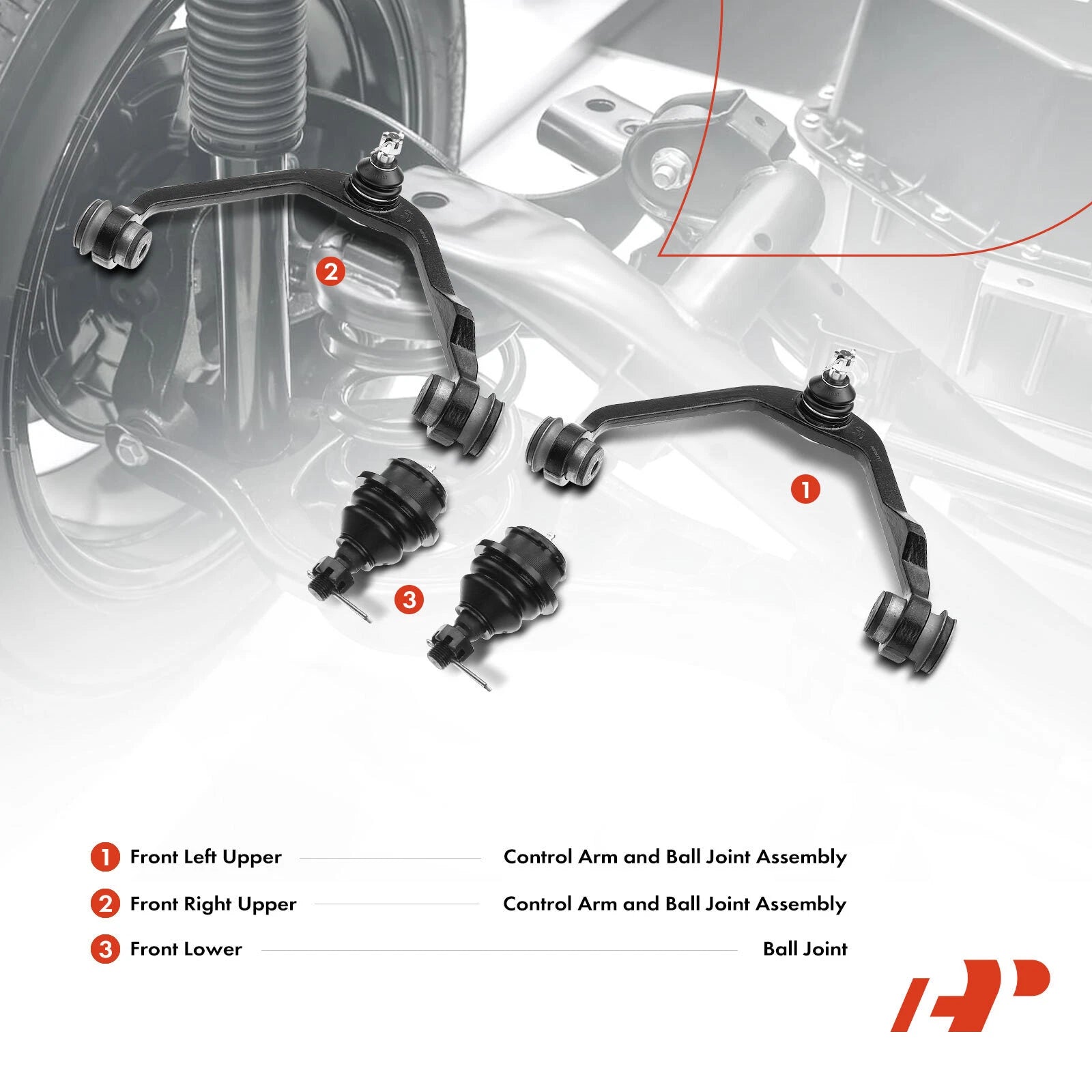 Set of 4 Front Upper Control Arms & Ball Joints for Ford F-150 F-250 (1997–2003)