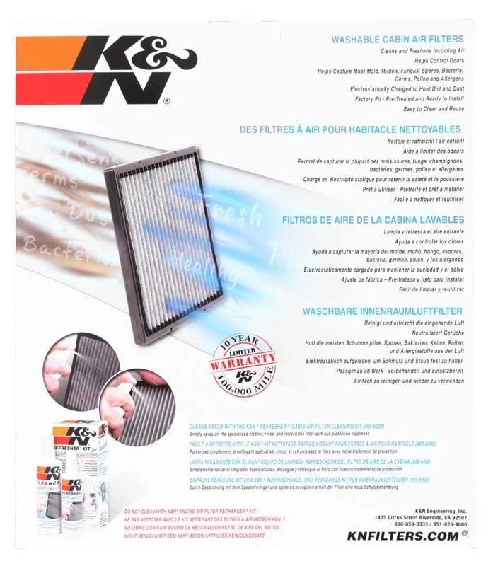 K&N VF3007 Cabin Air Filter for Chrysler 300 Dodge Challenger Charger Magnum (2005–2023)