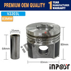 Set of 4 Pistons with Rings for Kobota V2203L (2003–2008) 83MM 1G363-2111