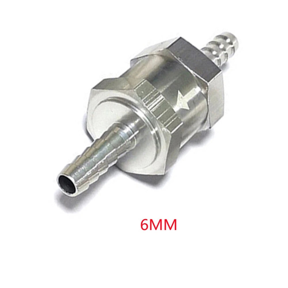 6MM One Way Check Valve for Gas or Diesel Fuel (Silver Aluminum)