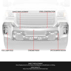 Chrome Front Bumper Face Bar for GMC Sierra 2500 3500 HD (2015–2019)