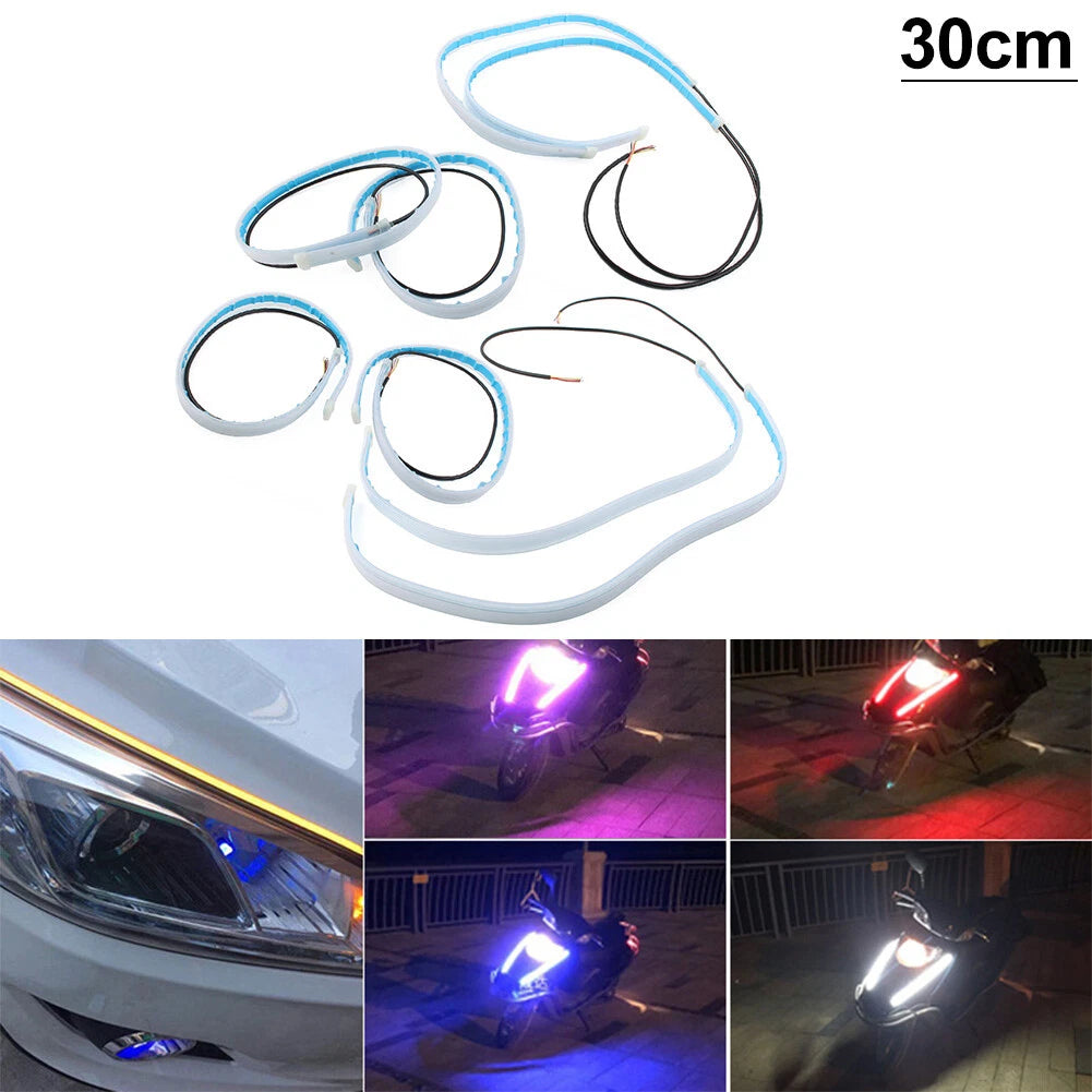 2X 30cm Sequential DRL LED Strip Turn Signal Light for Universal Fit
