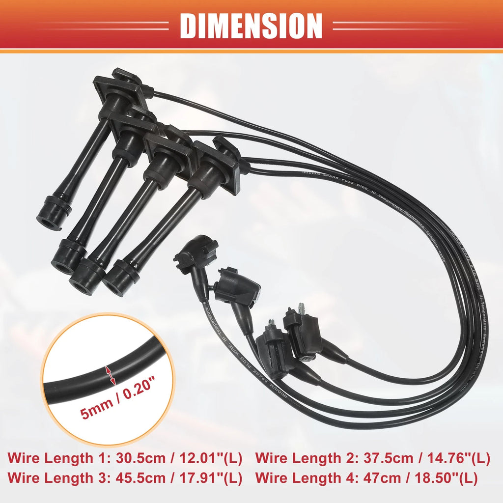 Set of 4 Spark Plug Wire Ignition Coil Cables No. 9091922327 for Toyota Celica (1993–1997)
