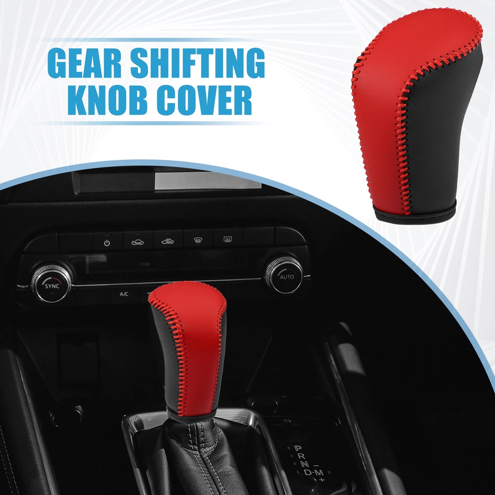 Gear Shifting Knob Cover for Mazda CX-30 (2020–2023) Faux Leather Black Red