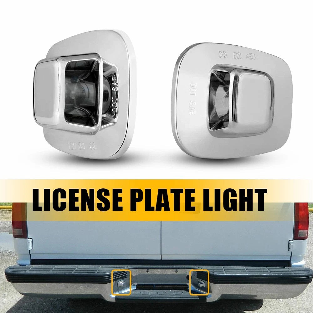 LED Chrome Housing License Plate Light for Chevy Silverado GMC Sierra (1988–1998)