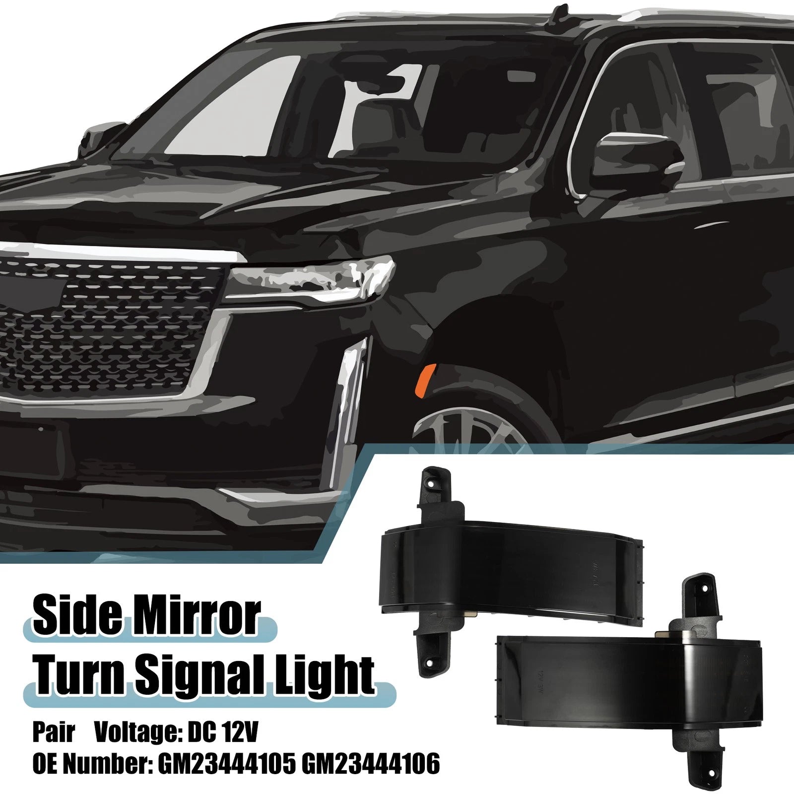 1 Pair Side Mirror Turn Signal Light GM23444105 for Cadillac Escalade (2002–2020)