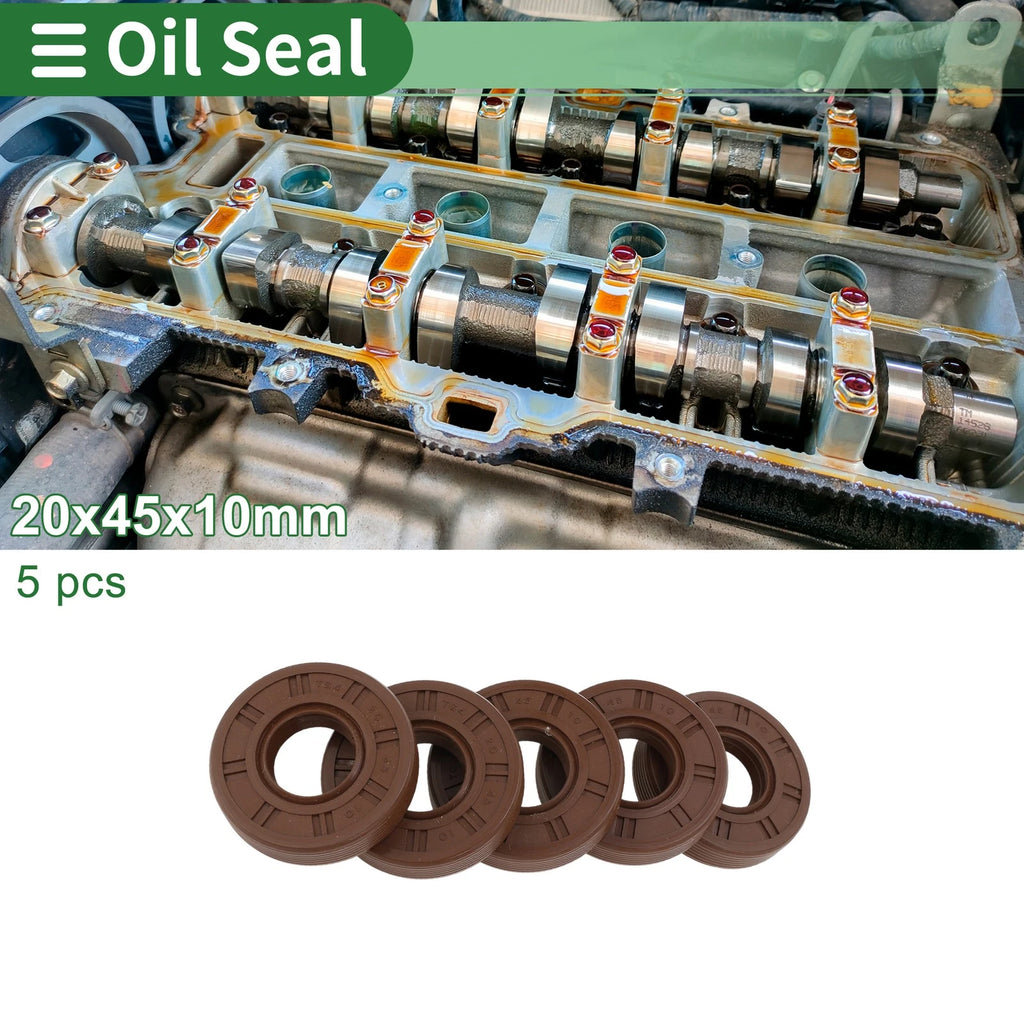 Set of 5 Oil Seals FKM Rubber 20x45x10mm for High Pressure