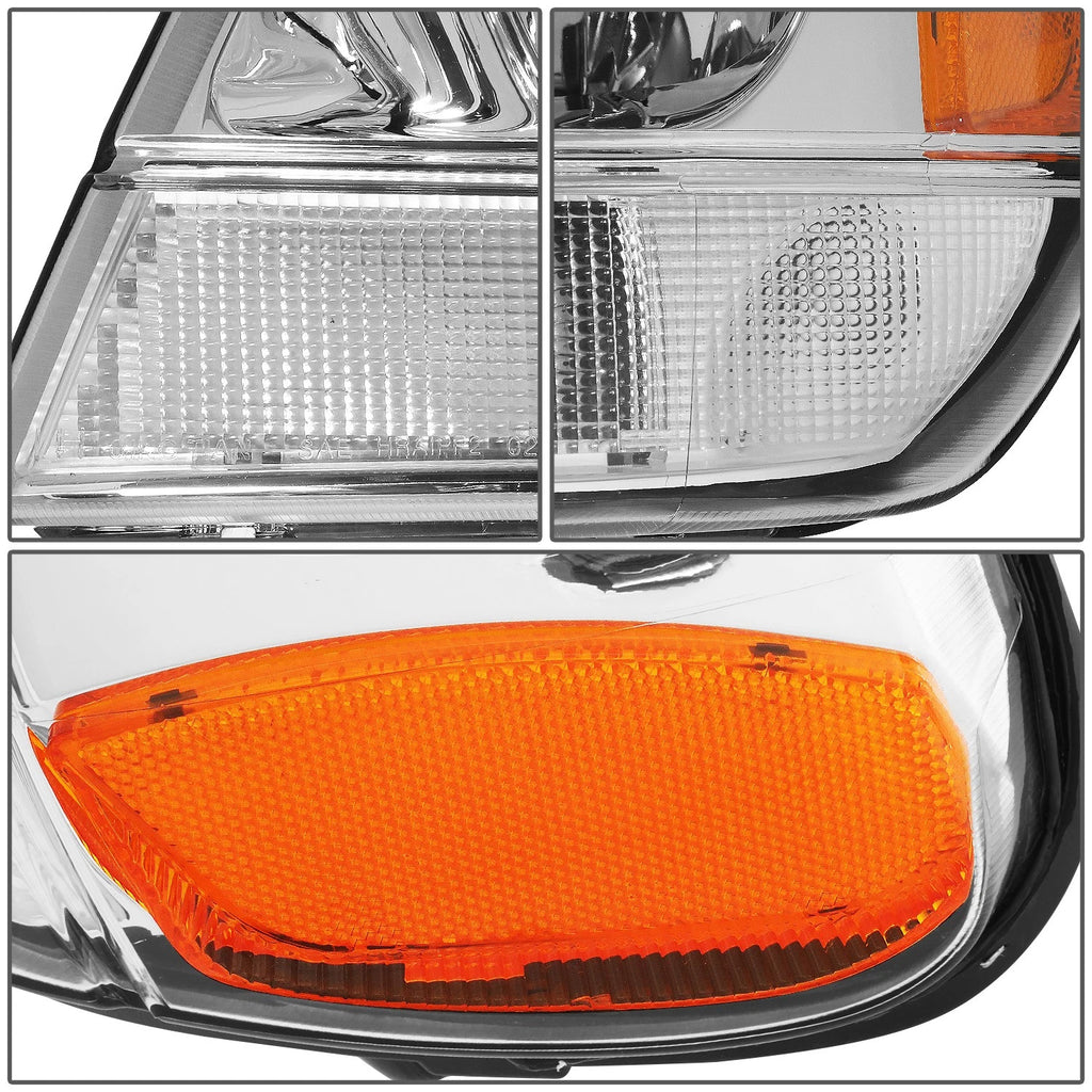 Pair of Chrome/Amber Signal Headlight Lamps for Jeep Grand Cherokee (1999–2004)