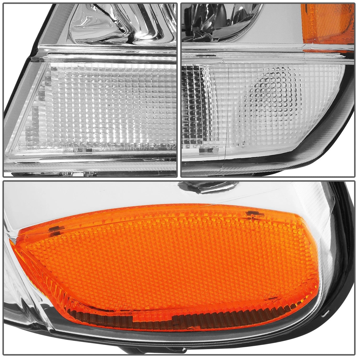 Pair of Chrome/Amber Signal Headlight Lamps for Jeep Grand Cherokee (1999–2004)