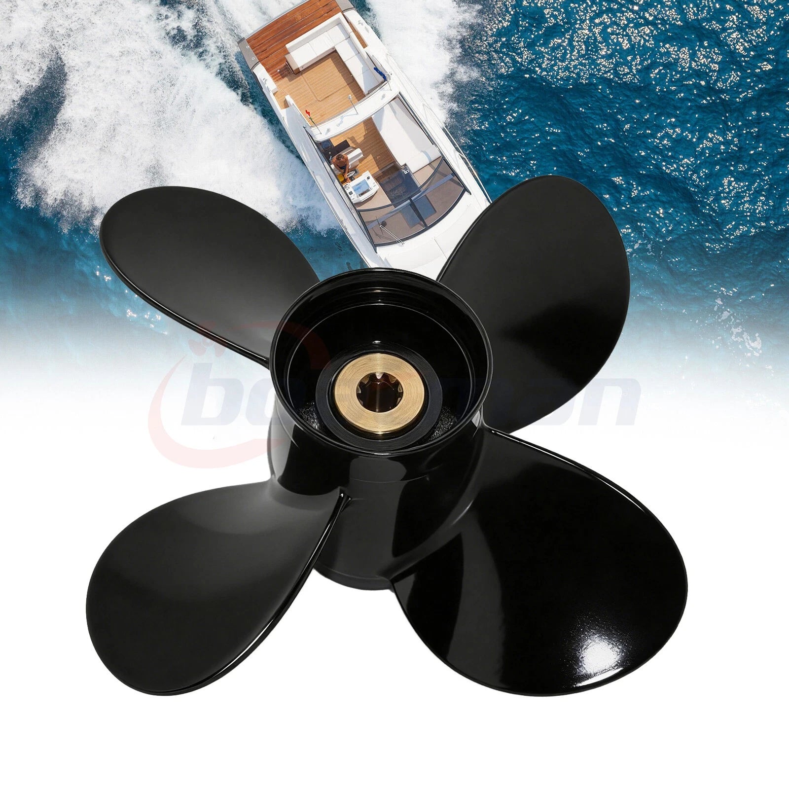 Aluminum Propeller 9.25 X 9 for Suzuki Outboard 8-20hp (4 Blades, 10 Tooth)