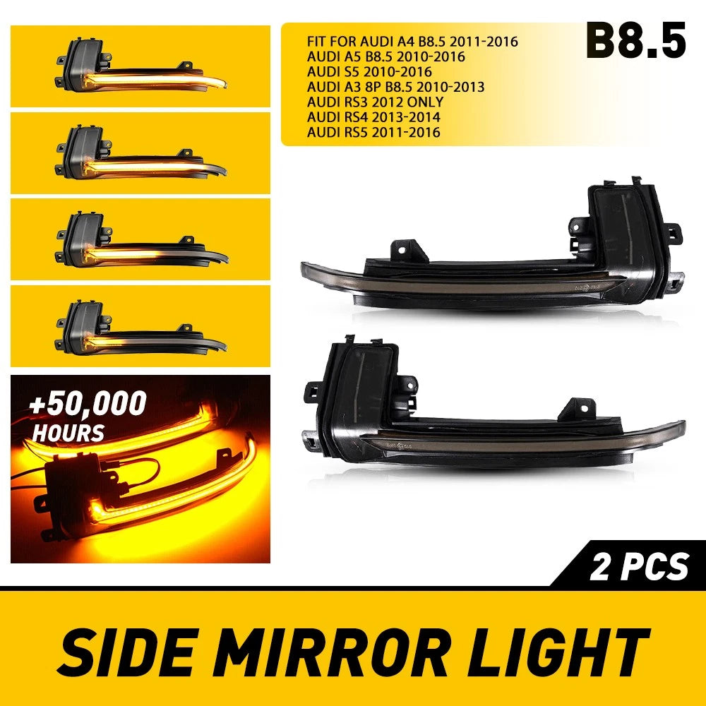 2X LED Sequential Side Mirror Turn Signal Light for Audi A4 A5 S5 (2013–2016)
