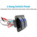 2 Gang Blue LED Rocker Switch Panel for Boat Car (Waterproof)
