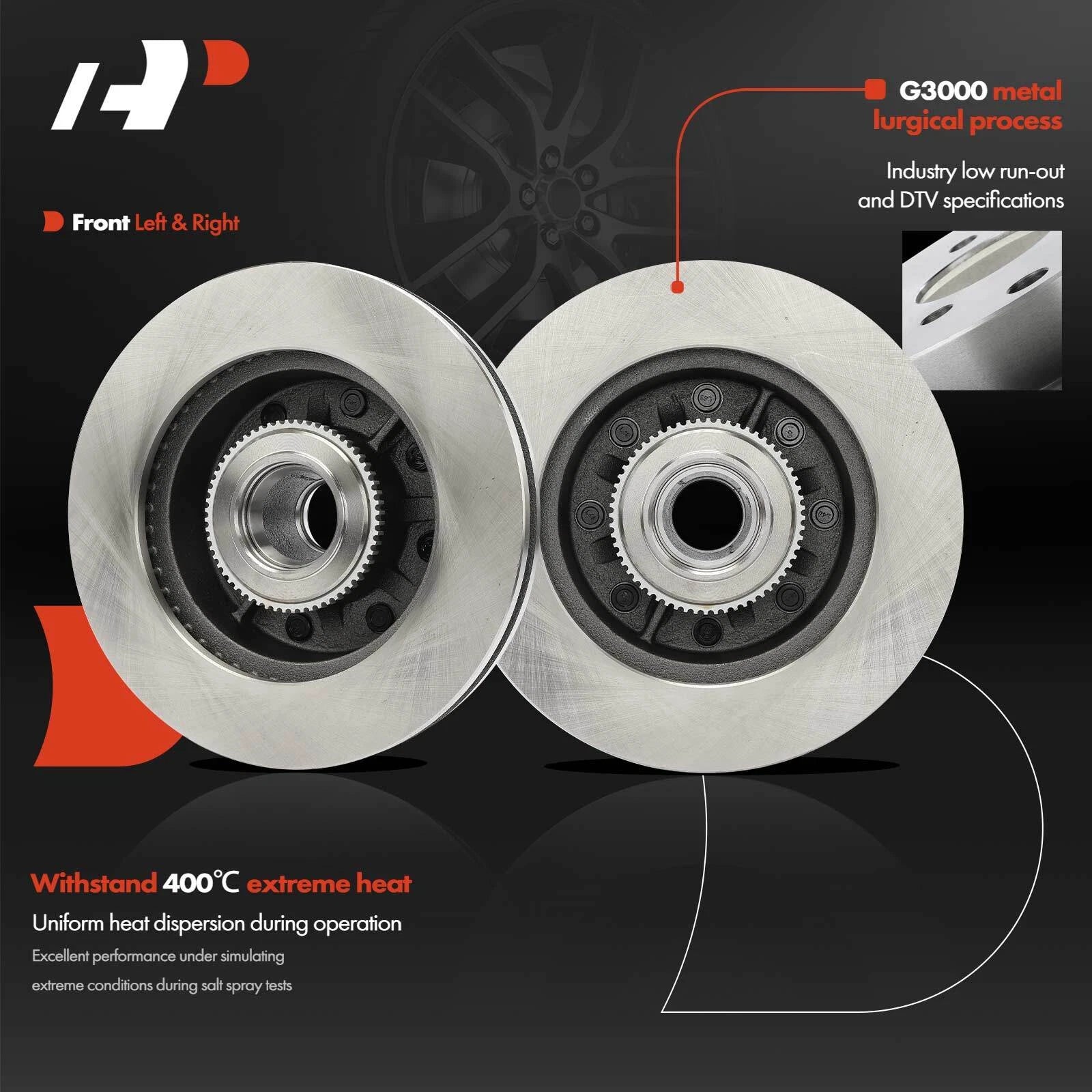 Set of 2 Front Disc Brake Rotors & Ceramic Pads for Ford Excursion (2005)