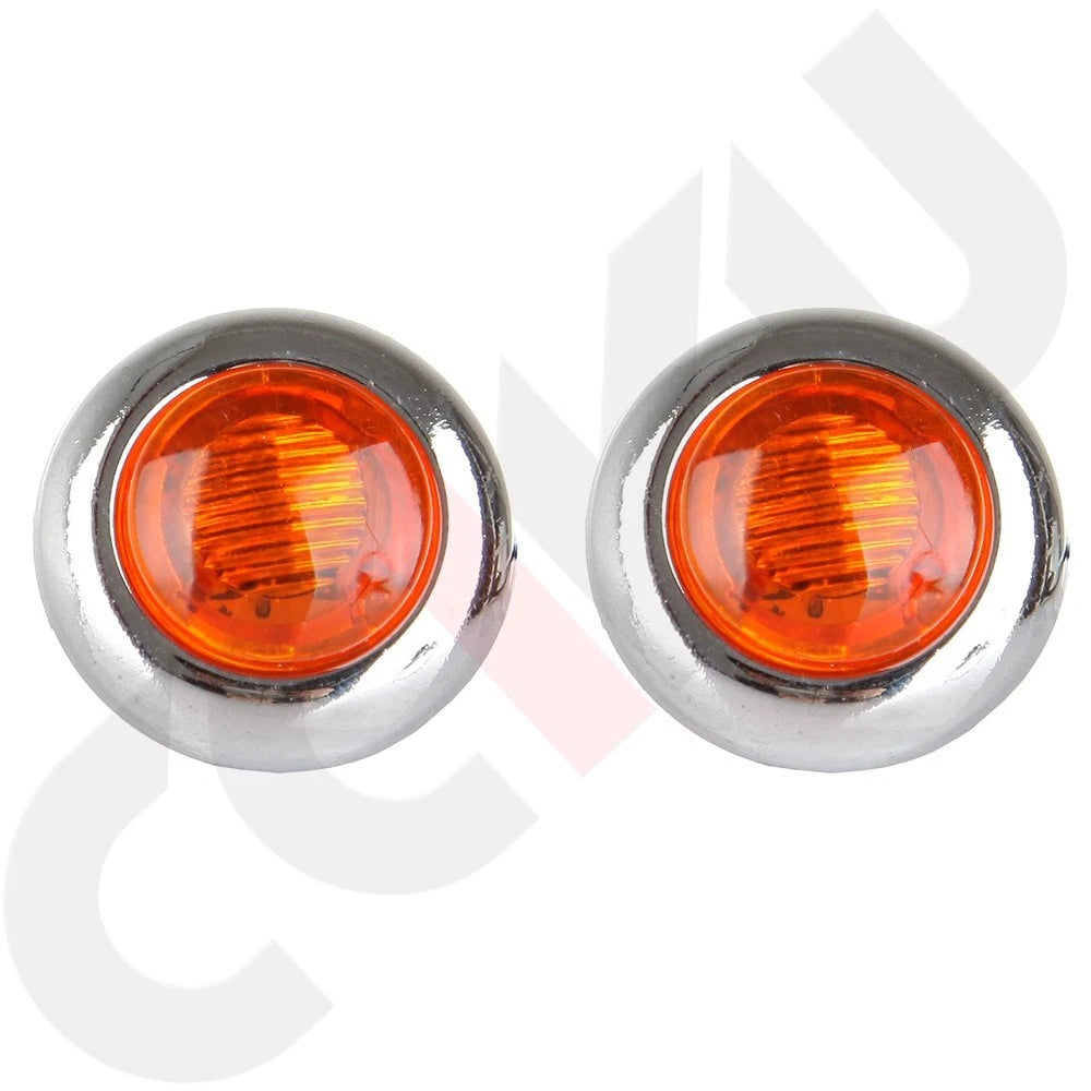 Set of 10 Amber Side Marker Lights with Chrome Bezel for Truck Trailer